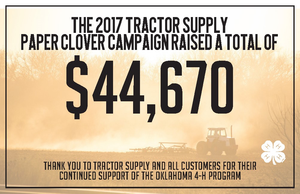 Tractor Supply Raises Nearly $45,000 for Oklahoma 4-H with Its In-Store Paper Clover Campaign