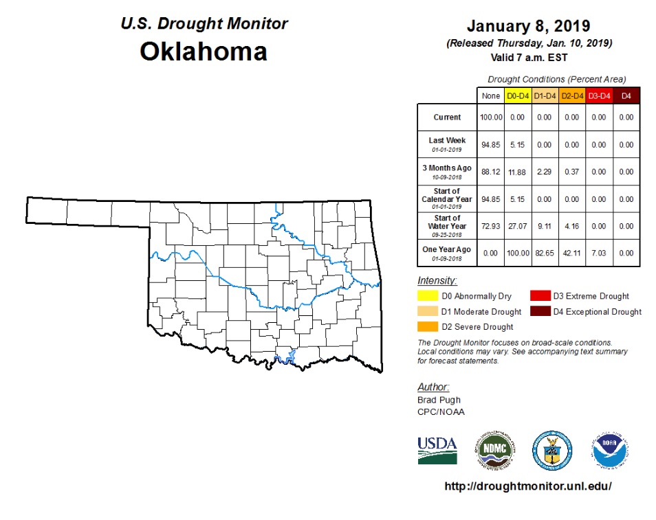 Oklahoma Farm Report Drought Monitor Map for Oklahoma Wiped Clean
