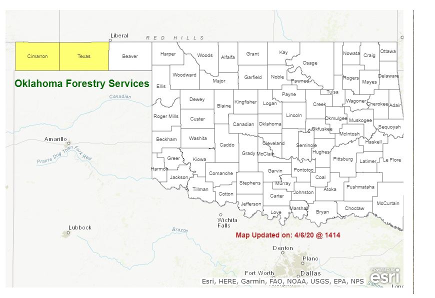Latest Fire Situation Report Shows Cimarron and Texas still in Fire Danger 