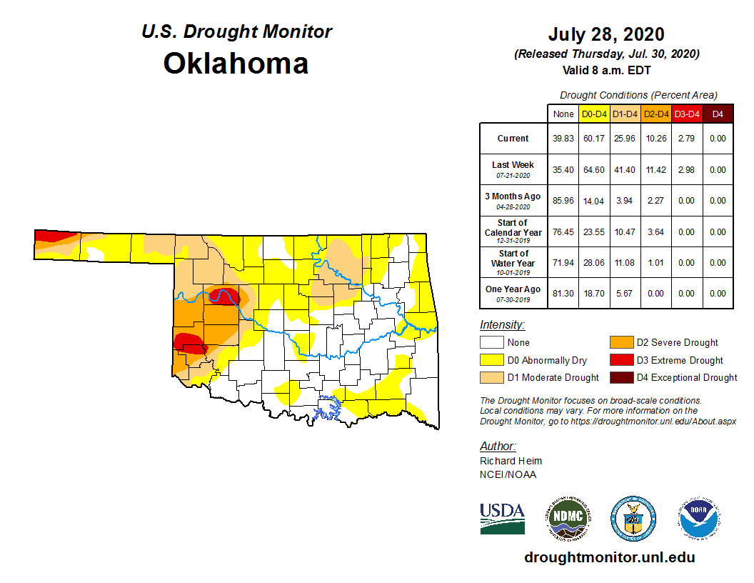 Latest U.S. Drought Monitor Map Show Dramatic Improvement For Oklahoma