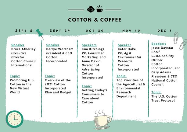 Cotton & Coffee Zoom Series Starts this Month 