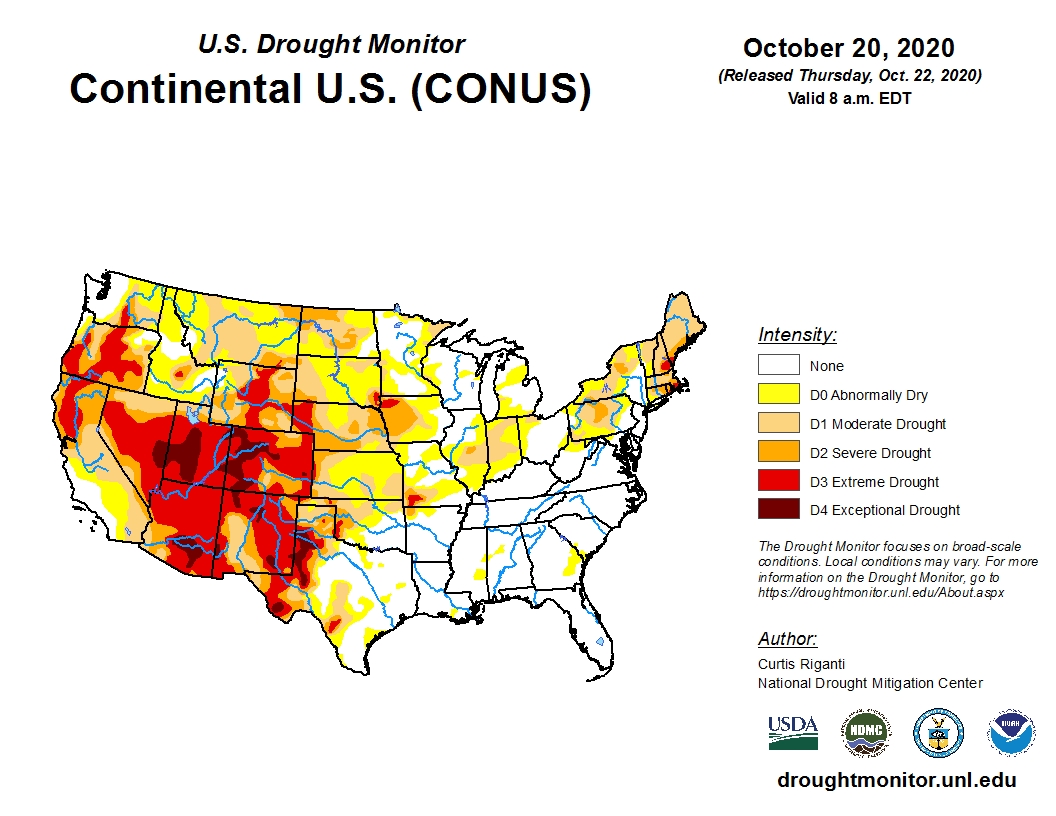 Soil Moisture Situation Becoming Critical as Latest Drought Monitor Map Shows Drought Expanding in Many Areas of the Southern Plains