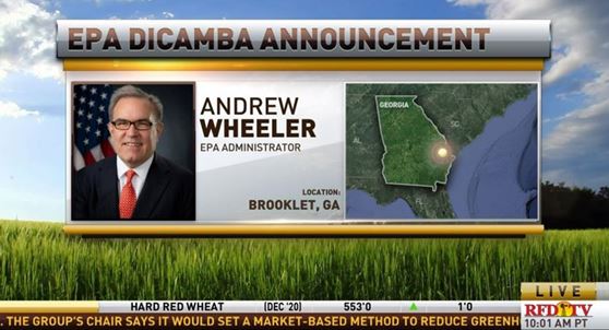 EPA Administrator Wheeler releases decision on Dicamba Re-registration