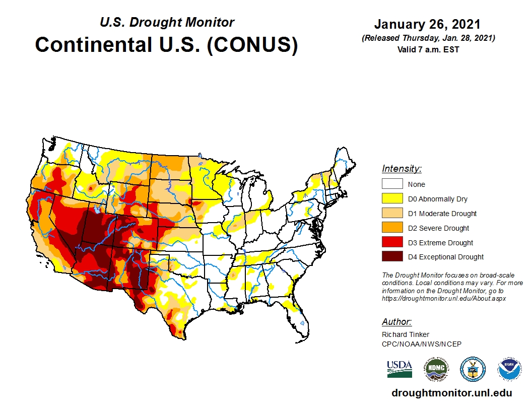 Laatest U.S. Drought Map Shows Oklahoma is 75 Percent Drought Free