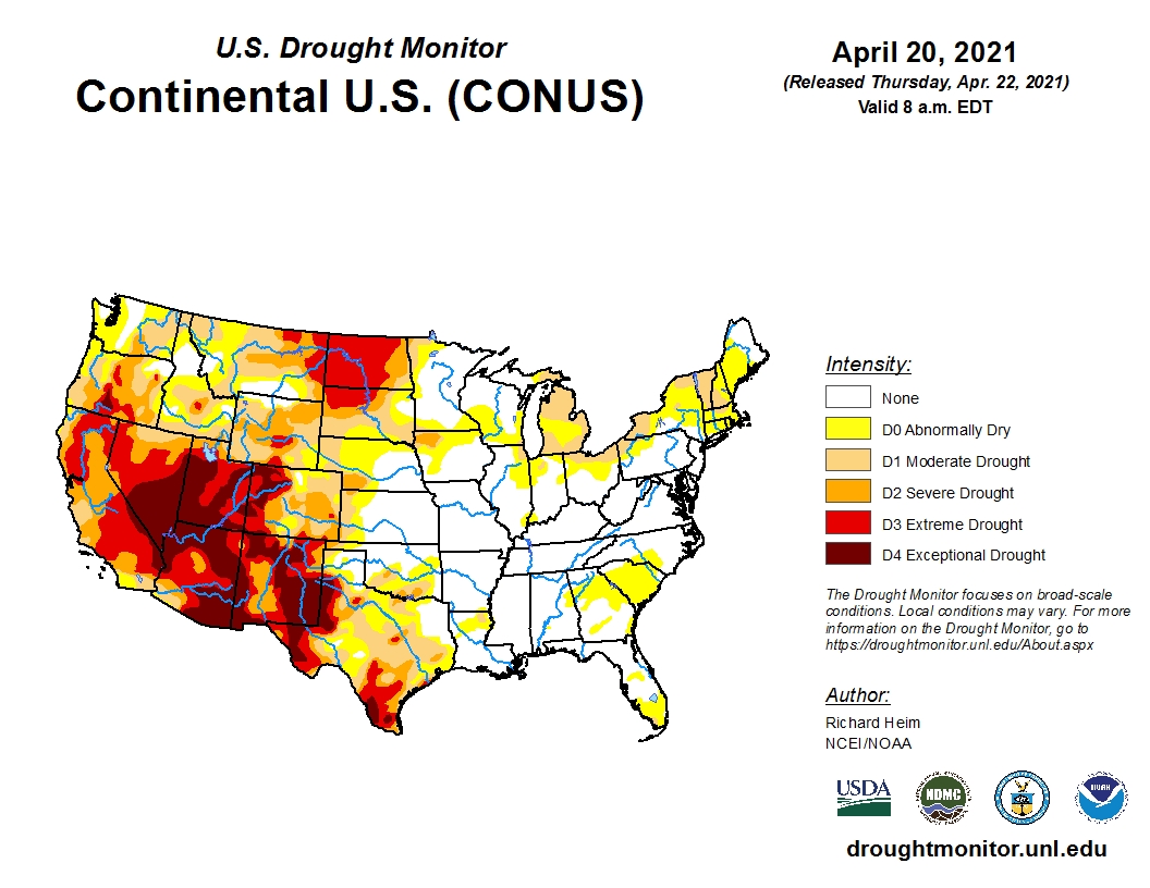 Latest U.S. Drought Monitor Map Has Oklahoma Practically Free of Extreme Drought