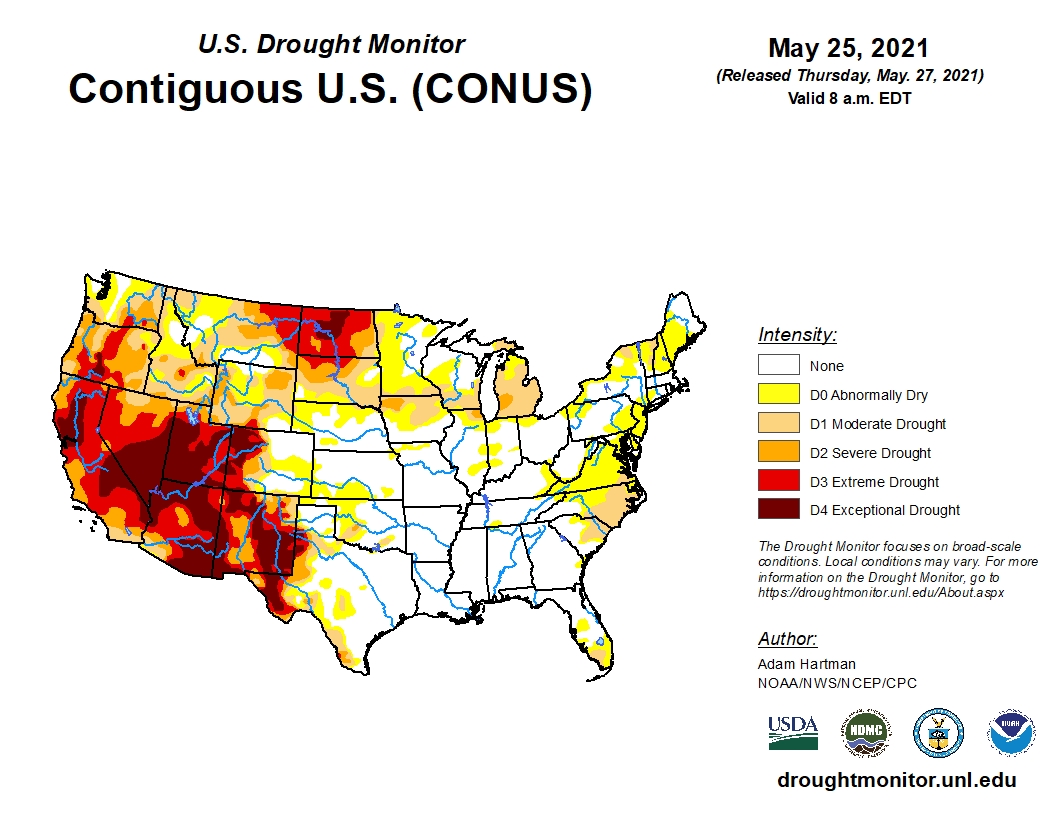 Latest Drought Monitor Map Shows Some Improvement in Northern High Plains And Oklahoma