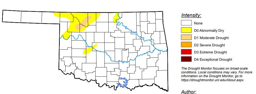 Oklahoma optimism is High as 91%  of the State remains Drought free According to the latest Drought Monitor 