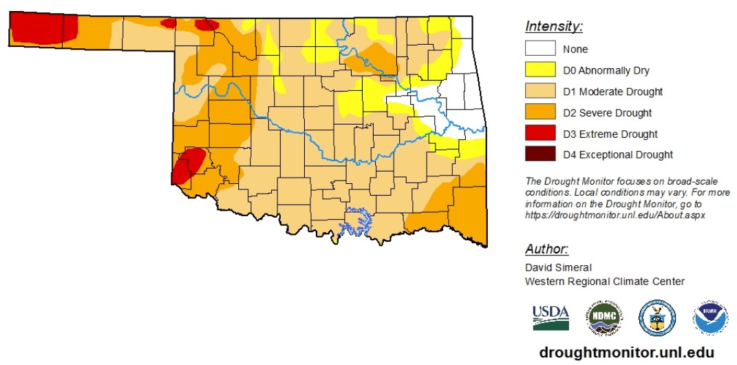 Drought Monitor Report Shows More Than 90% of Oklahoma Abnormally Dry or Worse