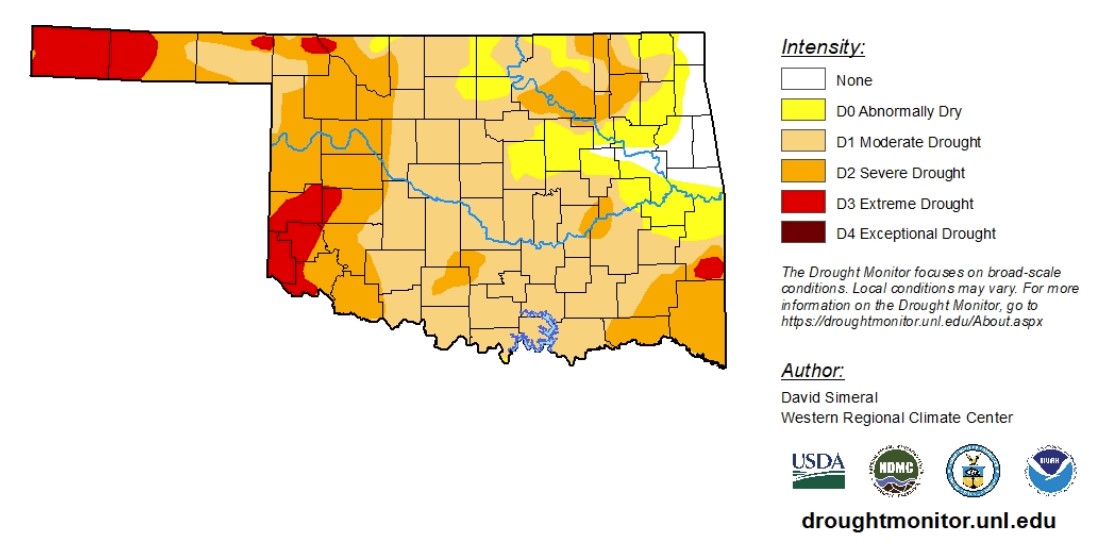 Drought Monitor Report Shows 95% of Oklahoma Abnormally Dry or Worse