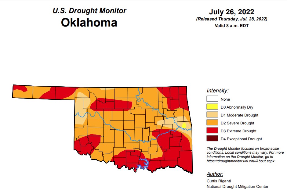 Majority of Drought Condition Categories in Oklahoma Climb Closer to 100 Percent