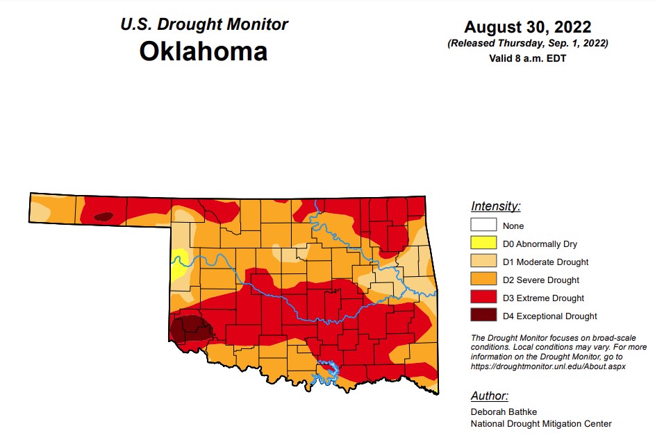 Latest Oklahoma Drought Map Shows no Significant Changes- Hopeful for Improvements in Next Week's Numbers with Recent Rainfall