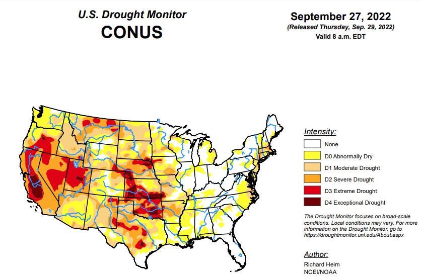This Week's Drought Monitor Shows Drought Conditions in Oklahoma Continuing to Rise 