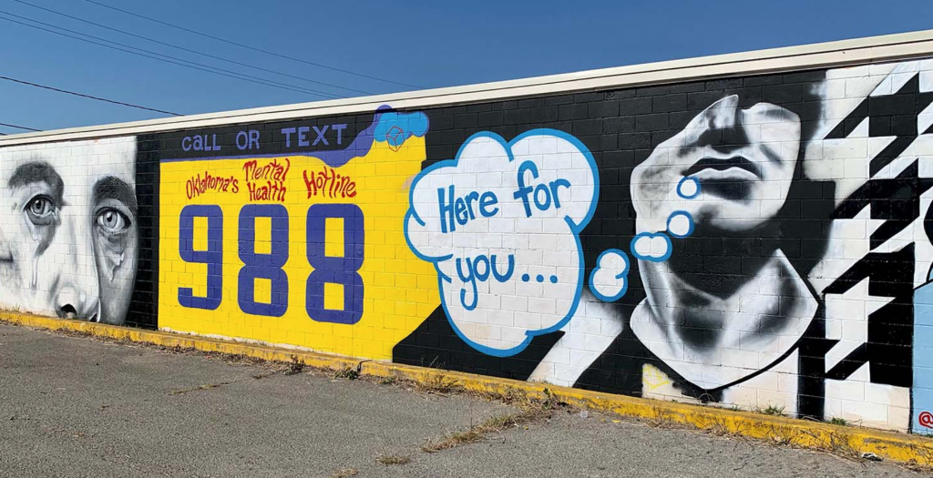 Lawton Mural of 988 for Mental Health 