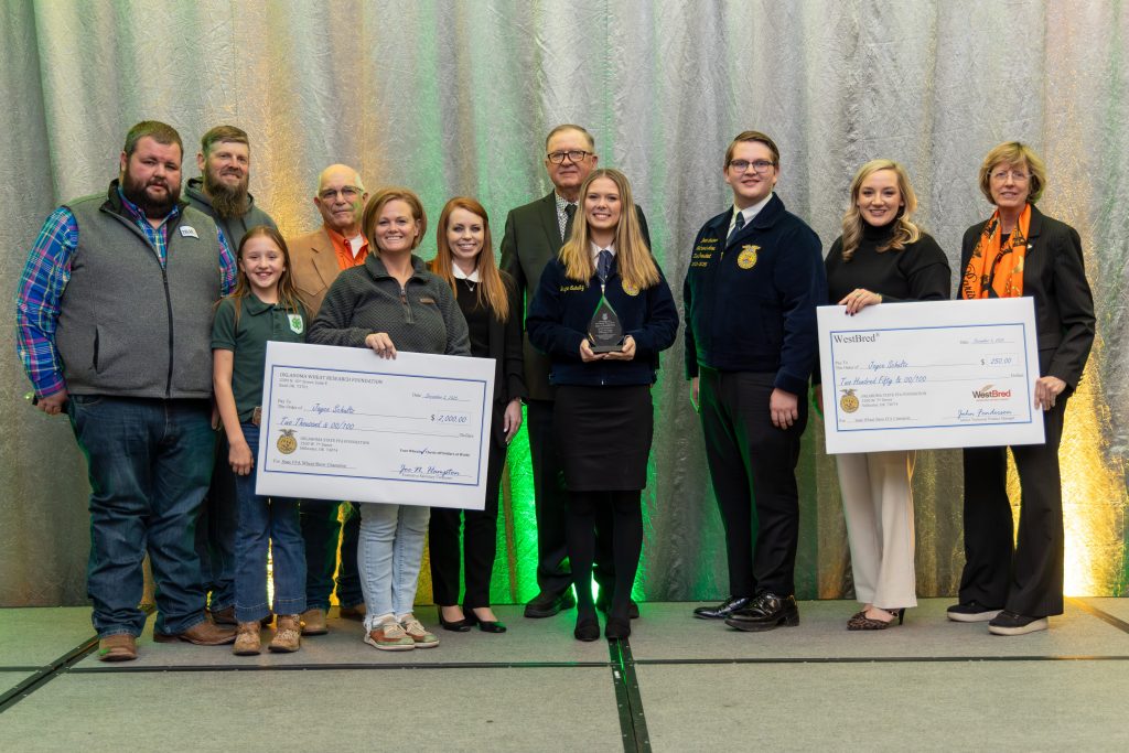 Jayce Schultz, Okeene FFA Chapter named FFA Champion at 2025 Oklahoma Junior Wheat Show.