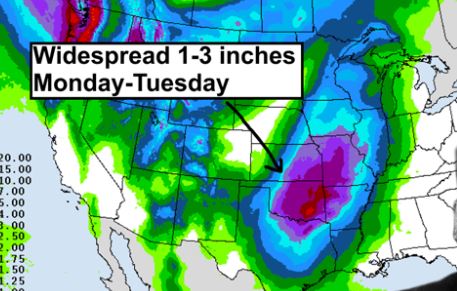 Fire Danger Today, but Good chance for real Wetting rains Monday into Tuesday 