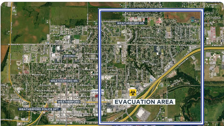 Weatherford Evacuation Map