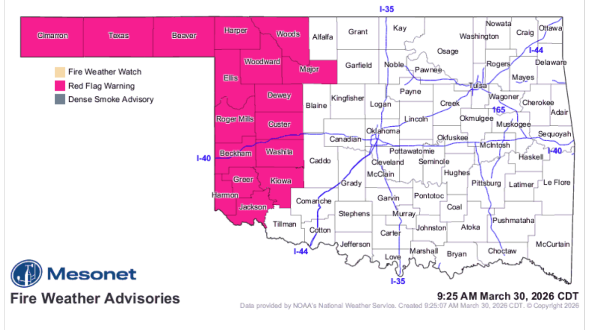 High Fire Danger and Red Flag Warnings Grip Oklahoma as Multiple Large ...