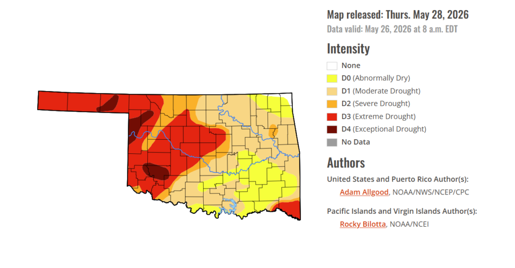 Oklahoma Drought Monitor Shows East-West Divide Growing Across State