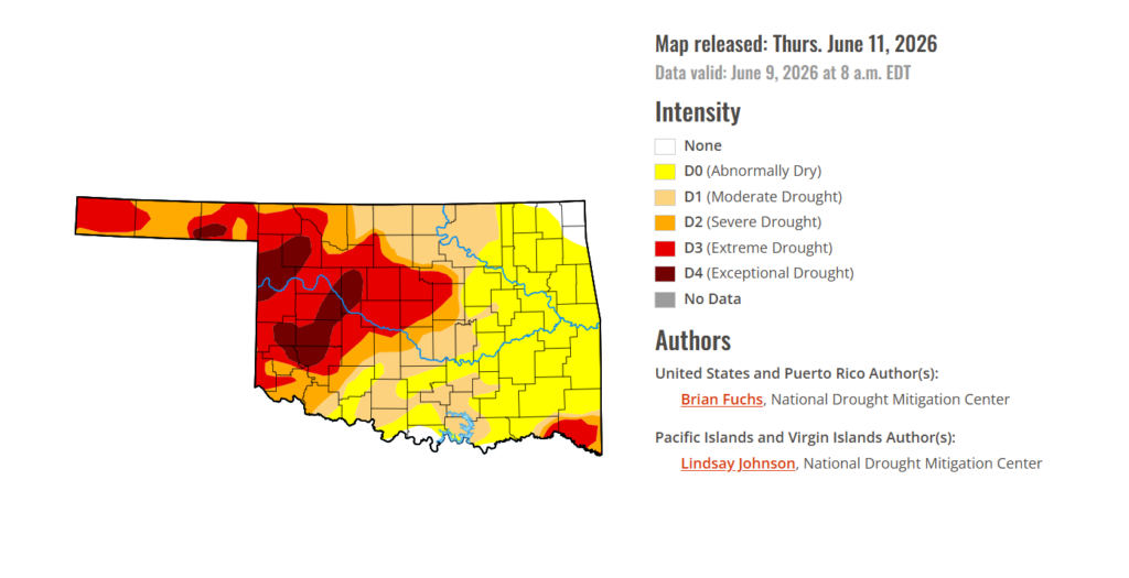 Drought Monitor: Western Oklahoma Remains Locked in Exceptional Drought