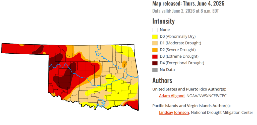 Drought Monitor: Exceptional Drought Expands Across Western Oklahoma