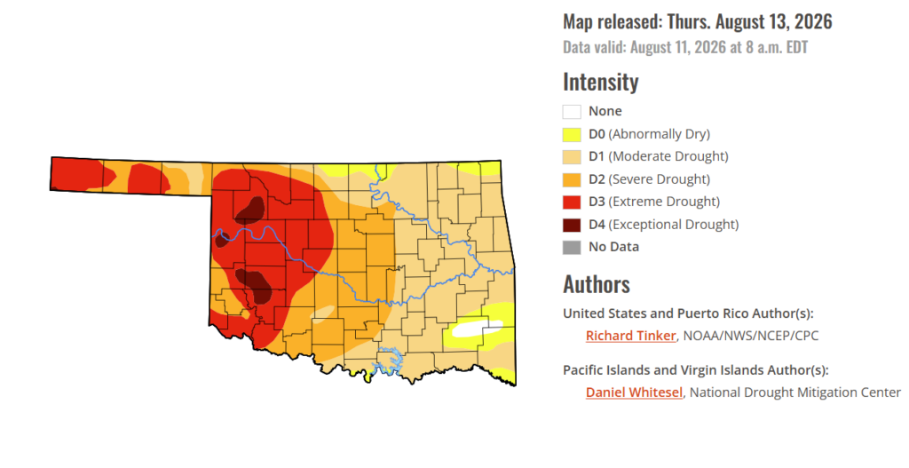Drought Monitor: Drought Deepens Across Oklahoma as Heat and Dryness Persist