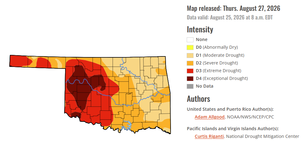 Drought Monitor: Oklahoma Drought Intensifies as Rain Remains Elusive