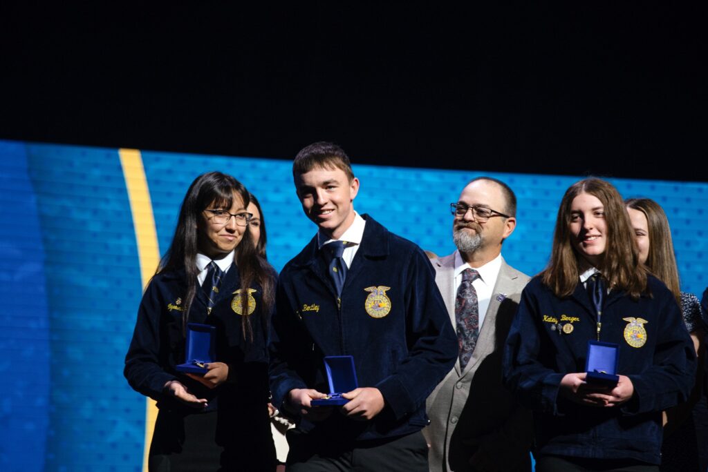 Dal Bentley of Laverne FFA- winning National Proficiency Award in Poultry Production